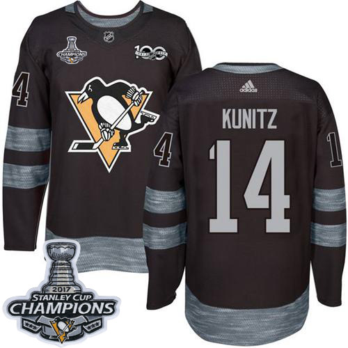 Adidas Penguins #14 Chris Kunitz Black 1917-100th Anniversary Stanley Cup Finals Champions Stitched NHL Jersey - Click Image to Close